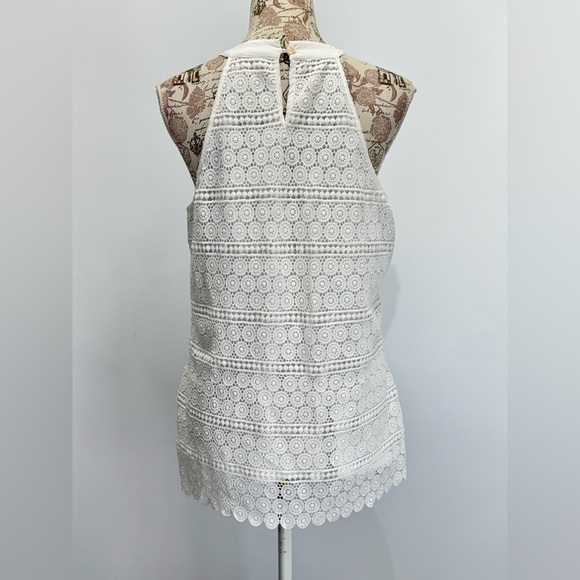 ANTIBES BLANC White Crochet Sleeveless halter neck top size L - Picture 5 of 12